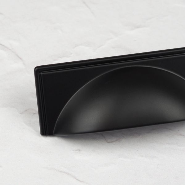 Handle & Home Matt Black Contemporary Cup Handles and Coordinating Knobs