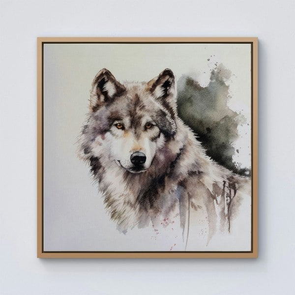 Warren Reed Loyal Wolf Watercolour Framed Canvas