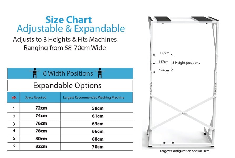 ADJUSTABLE Dryer Stand Size Chart 