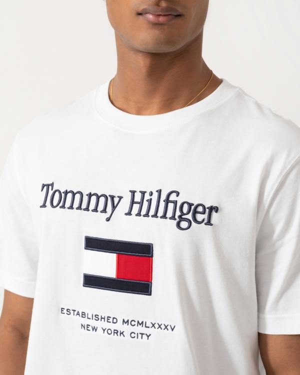 Tommy Hilfiger Embroidery Hilfiger Flag T-Shirt - White