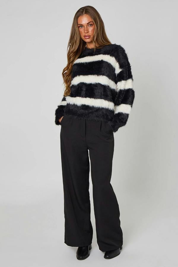 Urban Bliss Striped Fluffy Jumper