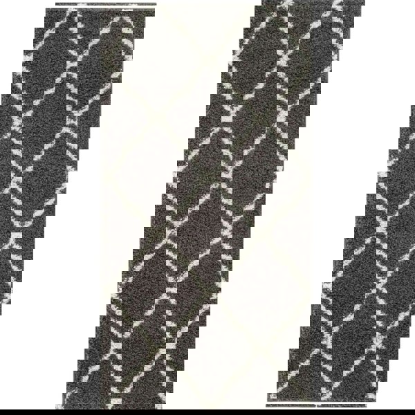 Moroccan Design Thick Shaggy Area Rugs Dark Grey