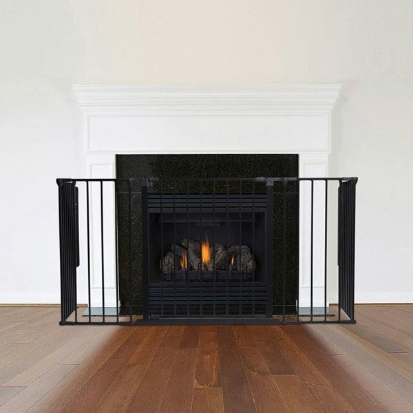 Safetots Multi Panel Fire Surround, 51cm Deep x 164cm Wide, Black, 70cm Tall, Child and Pet Safety, Baby and Toddler Fire Guard