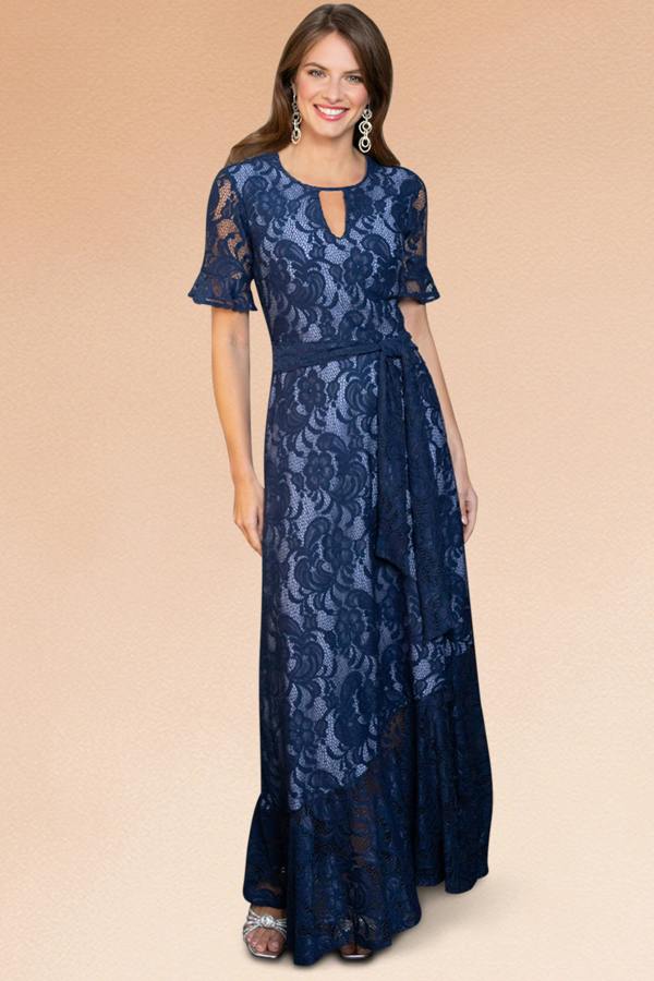 HotSquash Asymmetric Lace Keyhole Dress