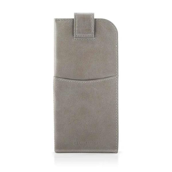 Front view of Grey Leather Glasses Case
