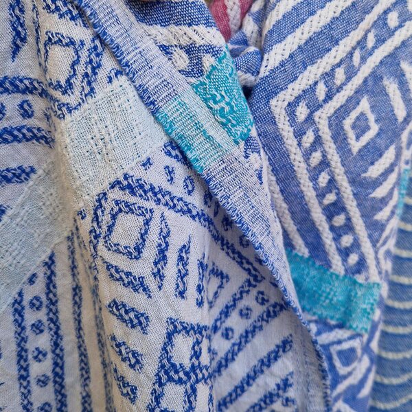 Cotton and Olive Maya Cotton Hammam Towel - Blue and Turquoise