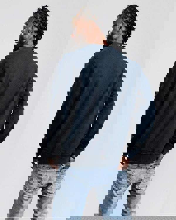 Belstaff Mens Crew Neck Sweatshirt With Logo Patch - Dark Ink