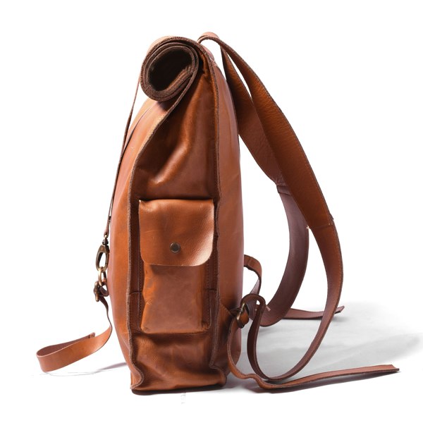 107 Leather Rolltop Backpack- Tan - DÖTCH CLUB