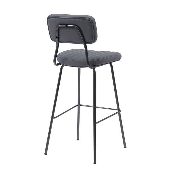 MMT Furniture Designs MMT PU Leather Bar Stools Set of 2, Grey/Tan with Steel Frame, Retro Industrial Style