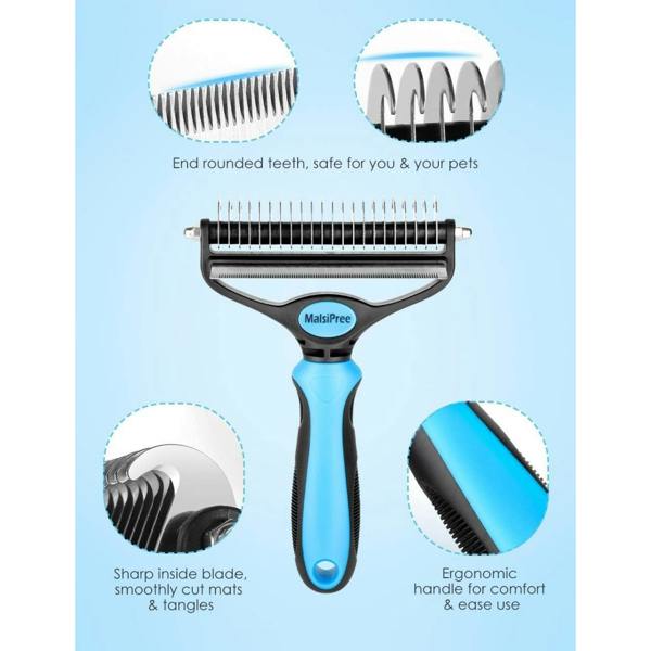 Dyzi Professional 2-Sided Dog & Cat Dematting Deshedding Brush