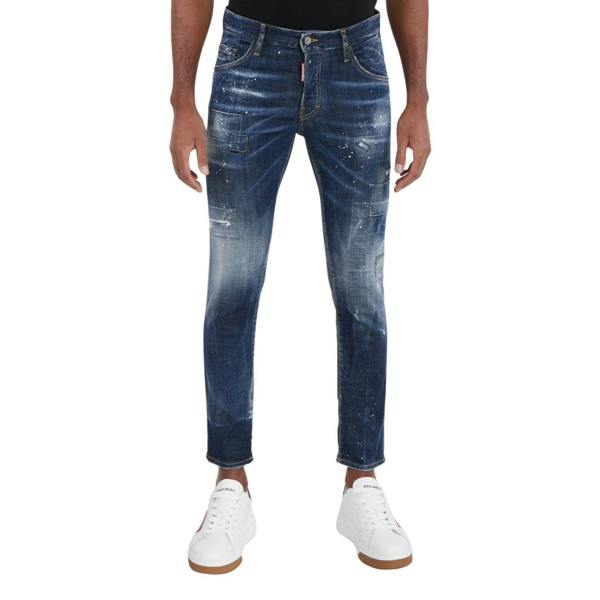 DSQUARED2 Skater Jean Destroyed Reinforced Patch Blue Jeans W34