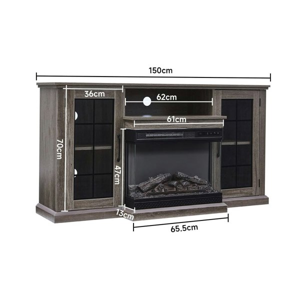 5000BTU Freestanding Fireplaces and Rustic Grey TV Stand 3-Sided Electric Fireplace With Remote Control Freestanding Fireplaces Living and Home