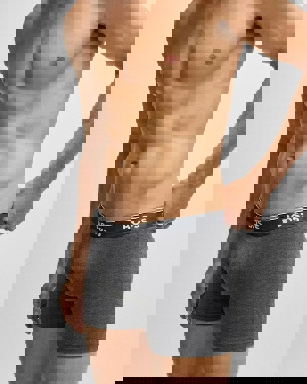 BOSS Orange Power Three Pack Mens Stretch Cotton Boxer Briefs With Logos NOS - Open Grey 061