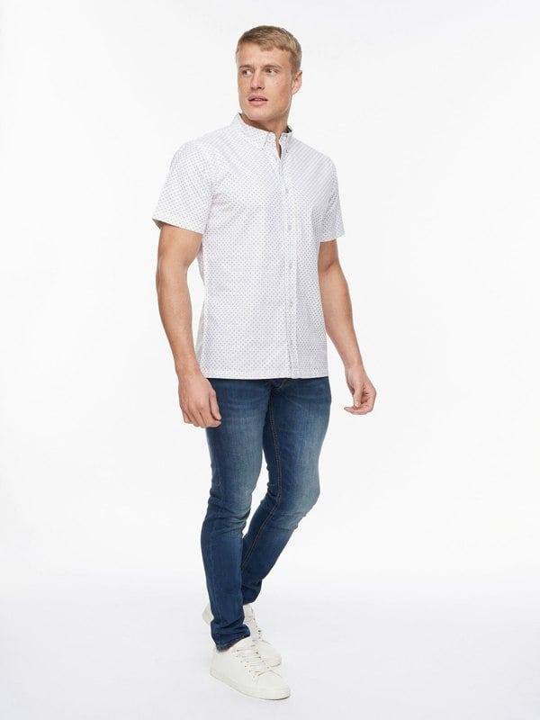 Bewley & Ritch Haltom Short Sleeve Shirt White/Navy Print
