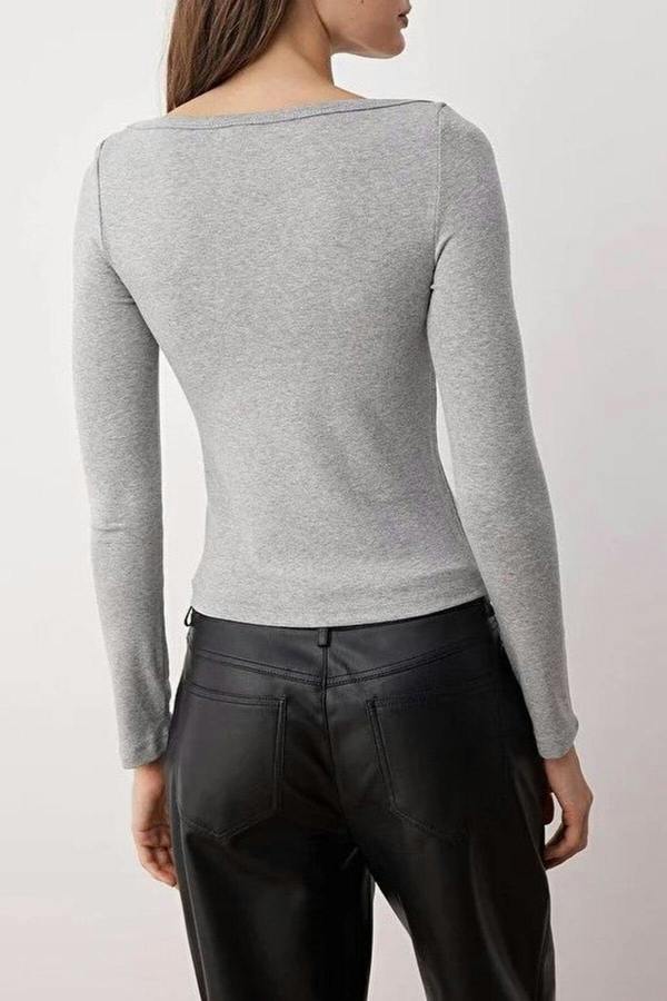 WOVCOR Boat Neck Stretchy Knit Blouse