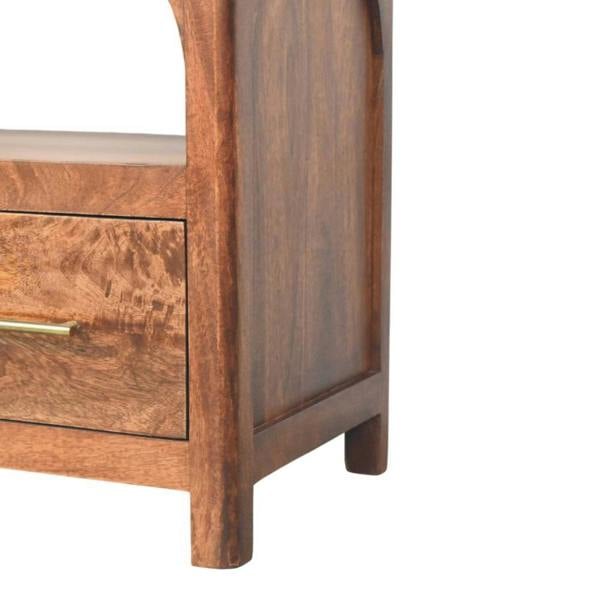 Artisan Furniture Solid Wood Arc-Line Media Console, 2 Drawer & 1 Open Slot, Brown