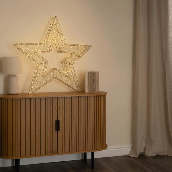 Samuel Alexander 90cm Light up Gold Twist Christmas Star 540 Warm White LEDs