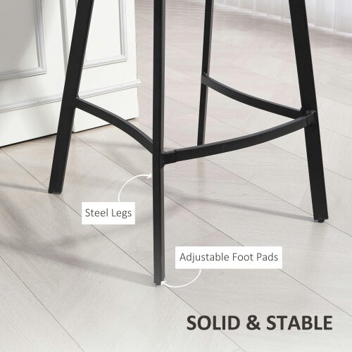 Wyld Haus Nora Set Of 2 Grey Faux Leather Dining Bar Stools With Back And Foot Support