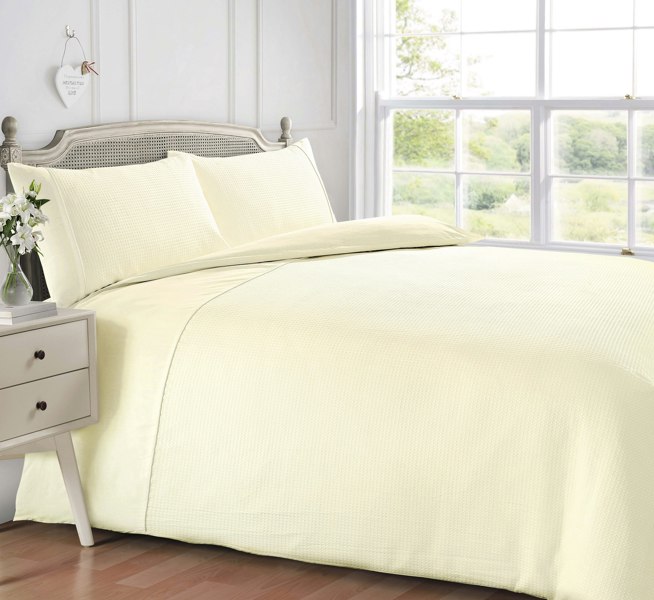 Velosso Waffle Texture Duvet Cover Set with Matching Pillowcase - Stylish Bedroom Decor with Button Enclosure