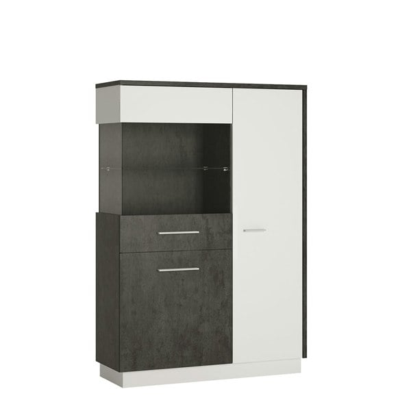 Furniture To Go Zingaro Low display cabinet (LH) in Grey and White