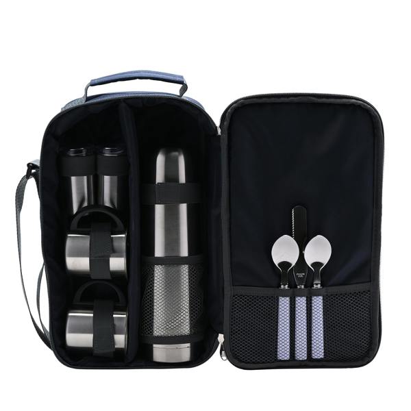 Country Living 2 Person Picnic Coffee Set With Stainless Steel Flask And Mugs