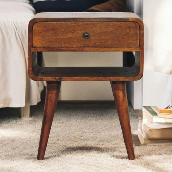 Artisan Furniture Avora Chestnut Nightstand with Drawer and open slot