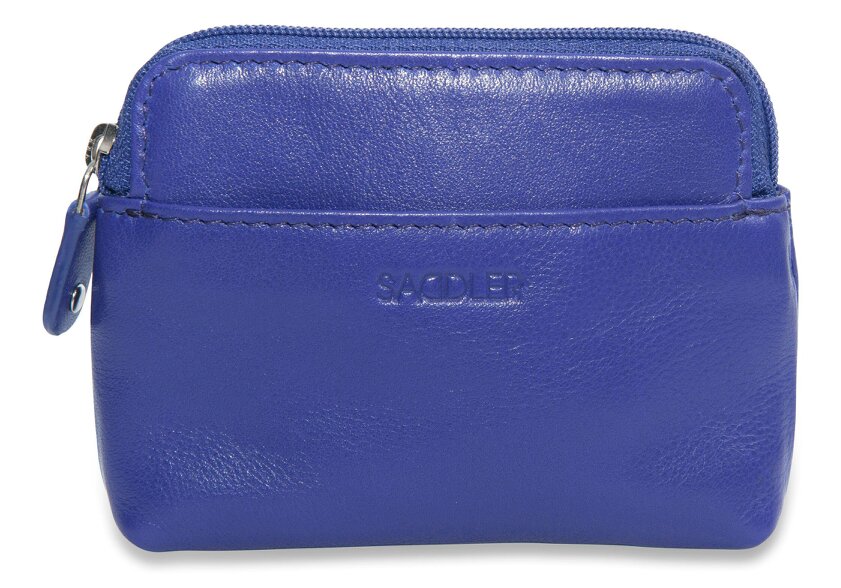 SADDLER Compact Leather Zip-Top Purse "Pia" – Handmade by Saddler | RFID Protected & Gift Boxed | Multi-Functional Card, Coin & Key Holder - Ultra Violet