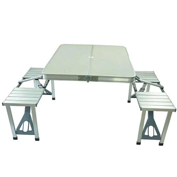 Gr8 Garden Aluminium Folding Picnic Table & Chairs Set Portable Outdoor Camping Bench