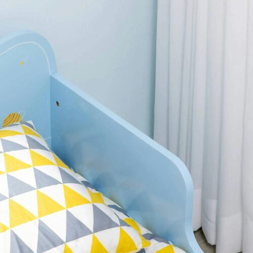 Bobobiy ZONEKIZ Space Themed Toddler Bed, Kids Bedroom Furniture, with Safety Rails - Blue