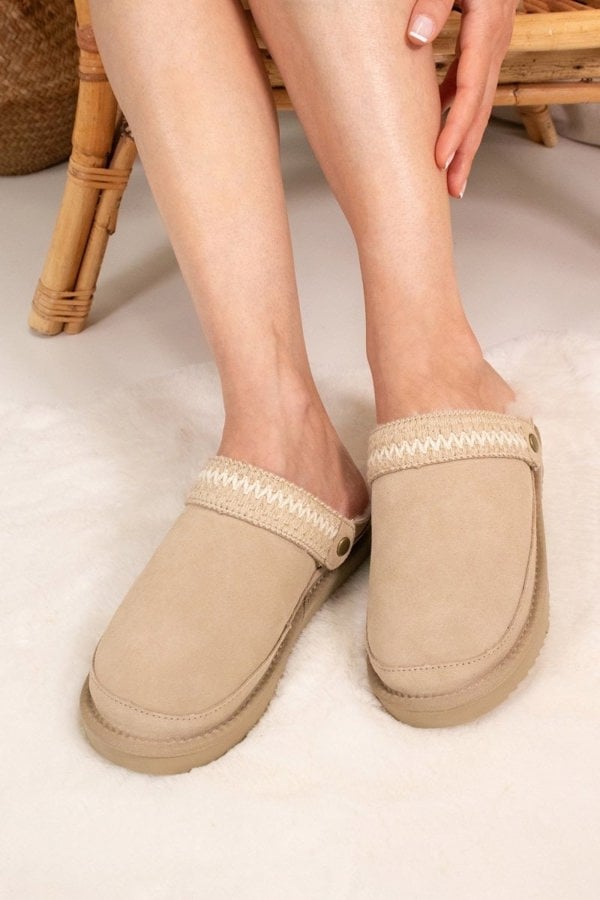 Hallie Sheepskin Multiway Slippers in BeigeSlippers