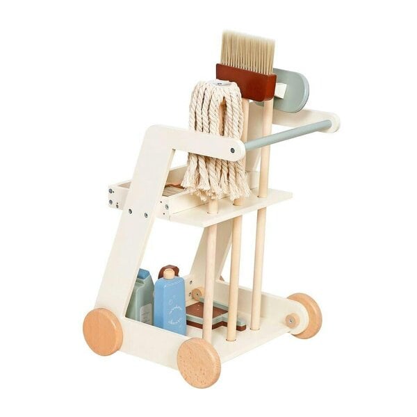 HYGRAD BUILT TO SURVIVE HYGRAD Kids Wooden Cleaning Set Toy Cart Kids Role Play Janitor Cleaning Set Household Pretend Play Childrens Toy Gift Ages 3+