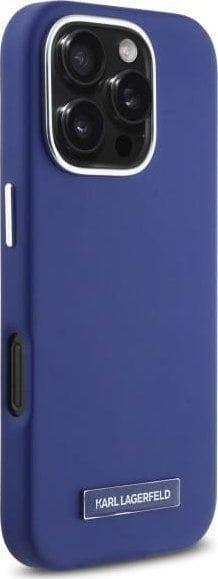 Karl Lagerfeld FW Metal Plate Case with MagSafe for iPhone 16 Pro Max 6.9" Case Blue - KLHMP16XPGMSRPB