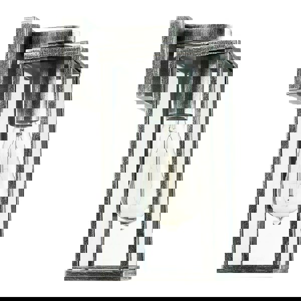 Traditional Black Silver Outdoor Lantern Wall Light Fitting with Glass Sides Image 3