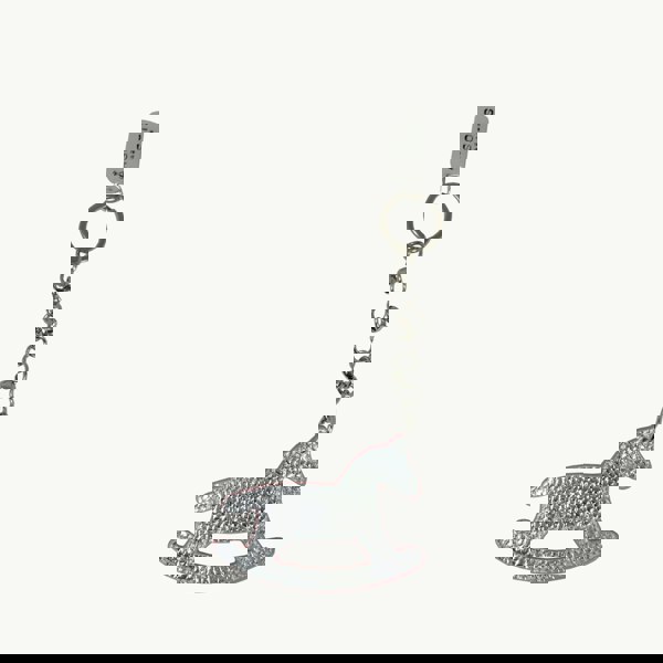 Assots London 'WOOD HORSE' Super Cute Silver Metallic Leather Key Ring Holder