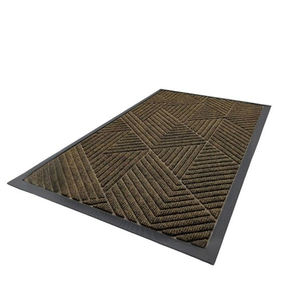 Anyhouz Anymat Doormat Brown Geometric Rubber Non Slip Dirt Trap Absorbent Mat