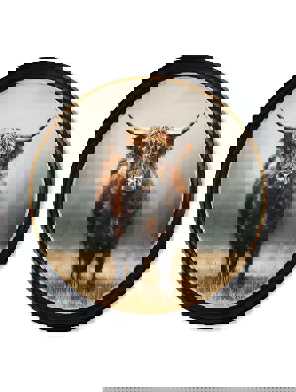 Exceptional Art Highland Cow - Oxford round frame