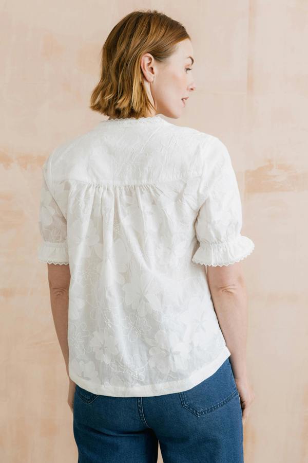 Lily & Me Pintail Embroidered Cotton Blouse White