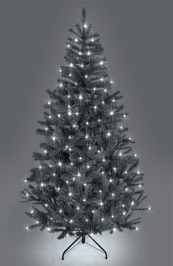 Shatchi 4FT to 8FT Pre-Lit Alaskan Pine Artificial Christmas Trees in Black with Cool White LEDs