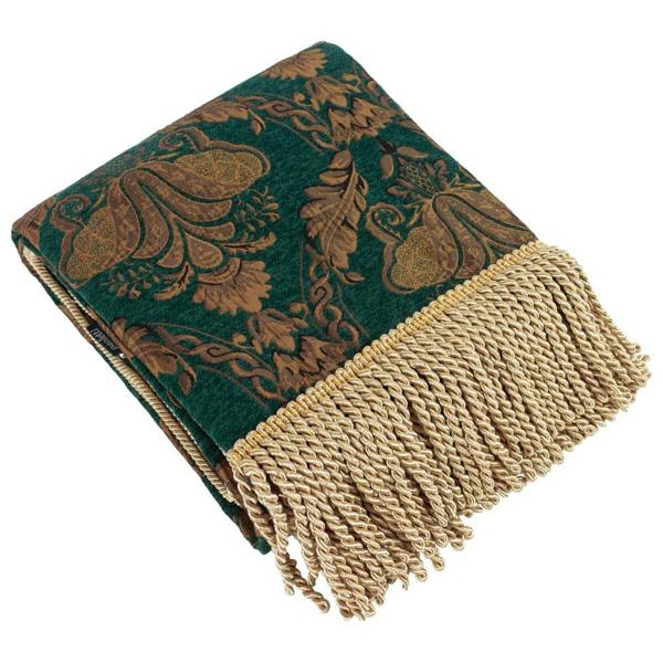 Paoletti Shiraz Traditional Jacquard Throw - Emerald/Gold - 