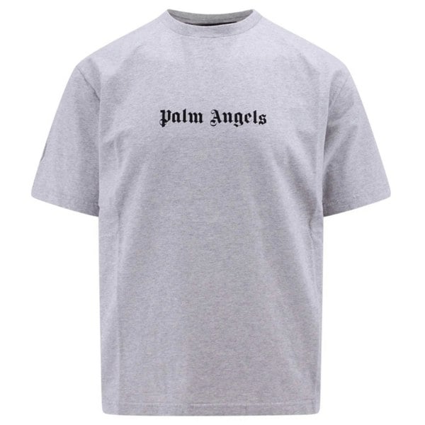 Palm Angels Plain Gothic Logo Slim Fit T-Shirt - Grey