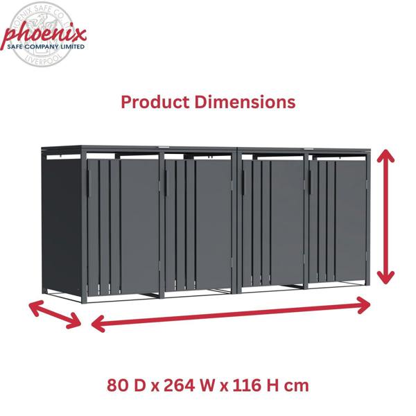 Phoenix Safe Phoenix GB4400AA Outdoor Quad Wheelie Bin Store for 4 x 240L Bins in Anthracite