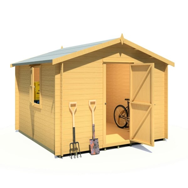 Shire Danbury 10x10 Log Cabin 19mm interlock  Cladding - Best Shed