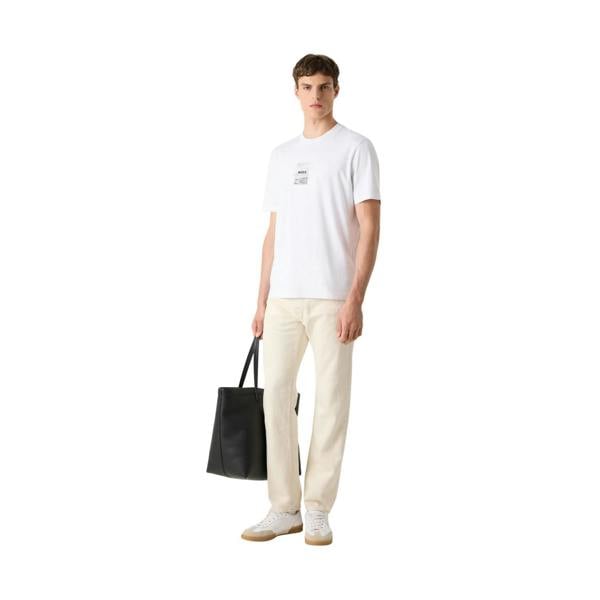 Boss Mens Photo Print Relaxed Fit T-Shirt - White - 