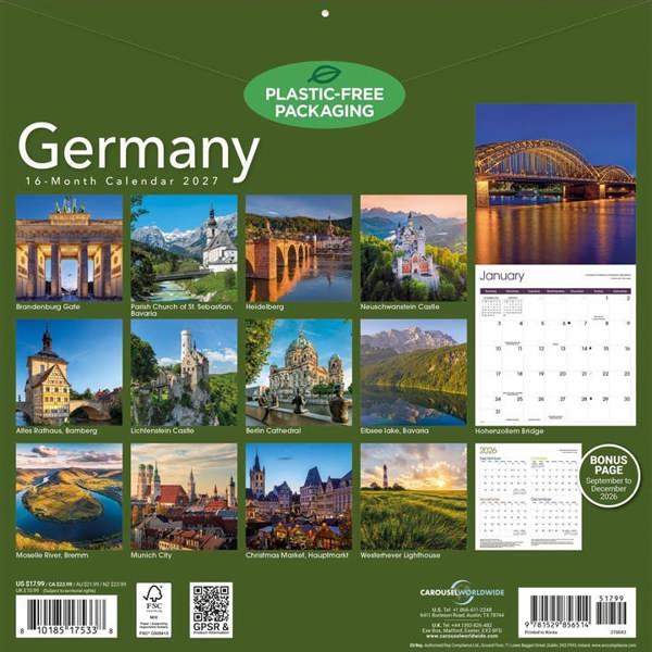 Europe Germany Calendar 2027, Wall Calendars, Month To View, Travel, Gift