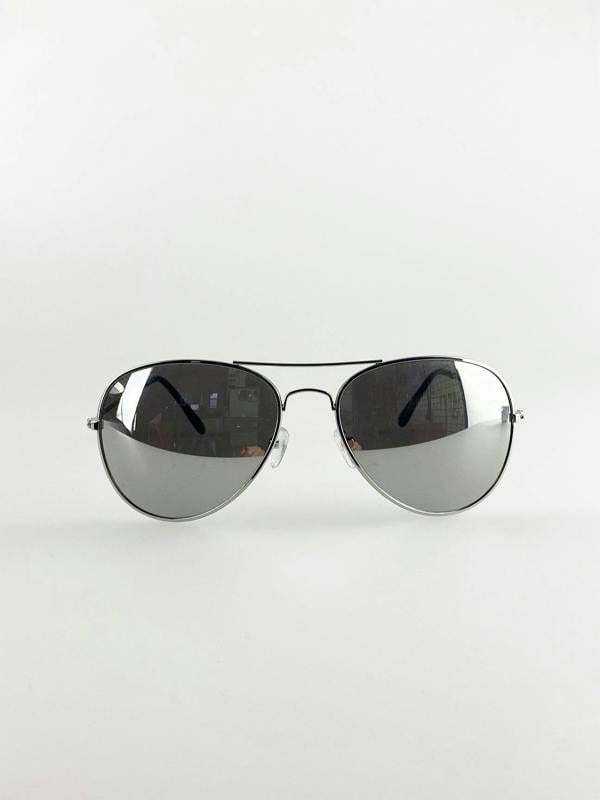 Aviator Metal Frame Sunglasses with Mirrored Lenses - svnx