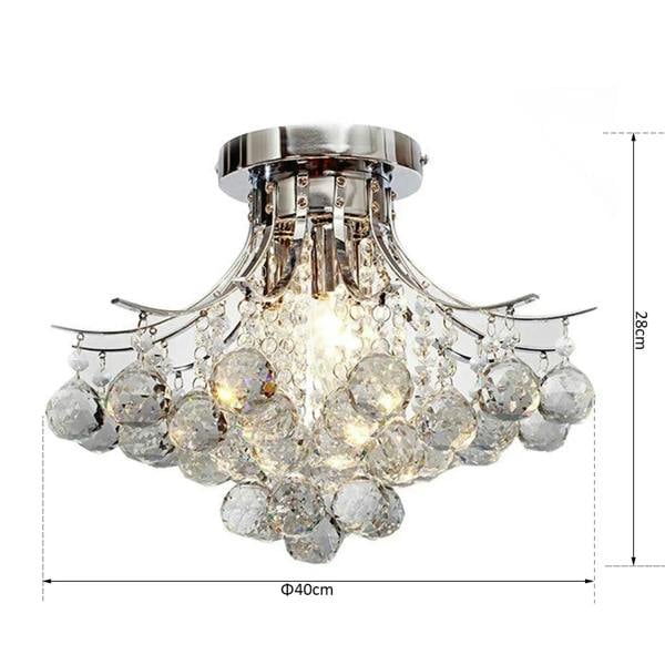 Chrome crystal chandelier ceiling light with clear hanging bead and round prism drops