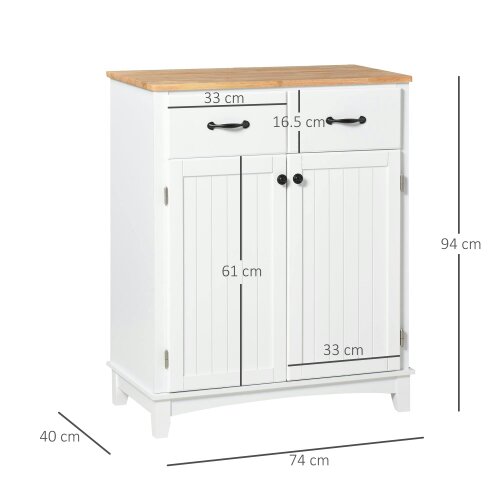 Wyld Haus Vamalu Wooden White Kitchen Cabinet With 2 Drawers For Dining And Living Spaces
