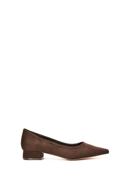 XY LONDON Pointed Toe Wedding Shoes Low Heel Bridal Heels - Brown