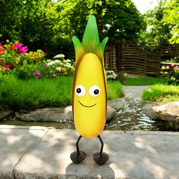 EDH Door Hardware Metal Corn Veggie Patch Pal – 25.5 x 7.5 x 7 CM | Fun & Whimsical Metal Garden Ornament | Outdoor Corn Decor