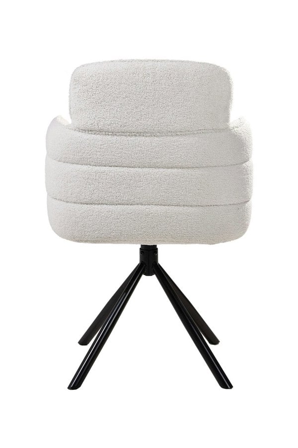 Living and Home White Upholstered Leisure Swivel Chair with Metal Legs